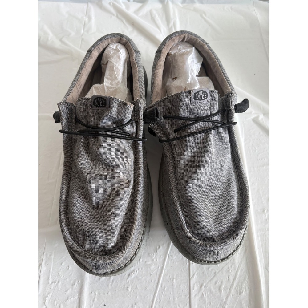 Hey Dude Wally Canvas Stretch Steel Grey Mens Slip On Loafers 40022-11S Size 13